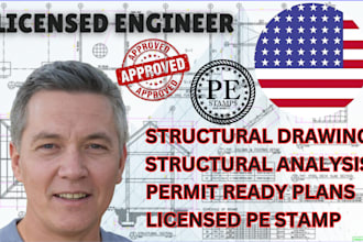 provide licensed engineer stamp and structural permit drawing new york, illinois