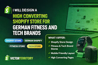 build a brand shopify store for german fitness and tech products