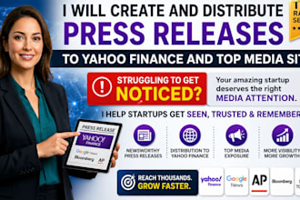 create and distribute startup press releases to yahoo finance and top media site