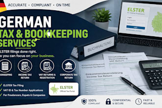 do german bookkeeping, income tax, vat, corporate tax return filings via elster