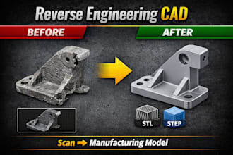 reverse engineer precise cad from 3d scan, stl to step for manufacturing