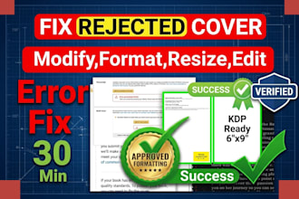 fix KDP cover errors, resize, and format for print and ebook in 20 minute