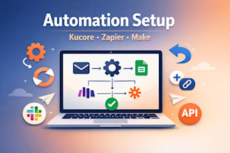 kucore automation setup, zapier workflow, make com integration setup
