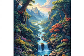 draw a natural landscape and background illustration