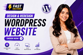 design redesign dynamic wordpress website, business website with elementor pro