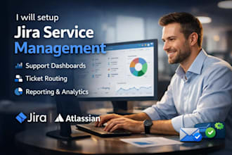 setup jira service management, support dashboard, ticket routing and reporting