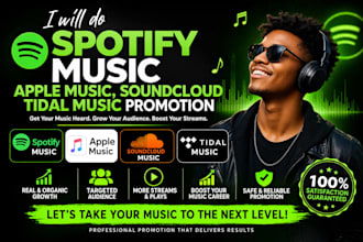 do spotify music, apple music, soundcloud music tidal music promotion