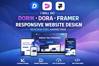 do dorik dora framer responsive website design redesign for landing page