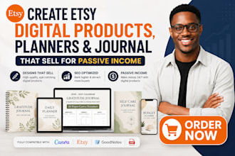 create etsy digital products, planners and journal
