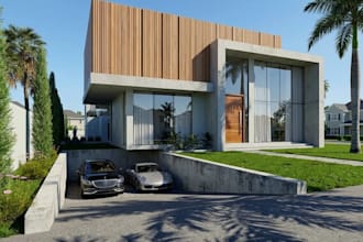 rebuild residential architecture cgi, indoor pool, basement relaxation space,skp