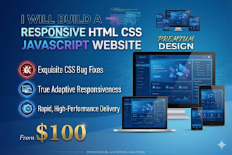 build a responsive HTML CSS javascript website