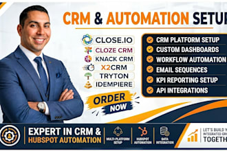 setup close io cloze crm knack crm x2crm tryton idempiere hubspot automation
