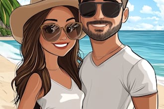 draw caricatures for couples, families, weddings
