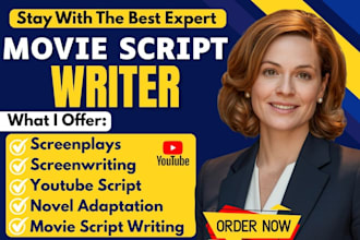 write youtube script, movie script, screenplay, feature film, script writing