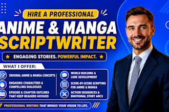write an anime script, manga script, webtoon, comic or cartoon script edit
