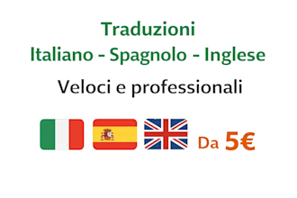 tradurro testi italiano spagnolo o inglese velocemente
