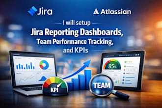 setup jira reporting dashboards, team performance tracking, and kpis