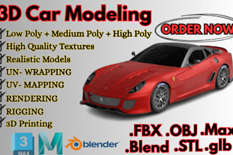 create realistic 3d car modeling rendering and game ready vehicle design