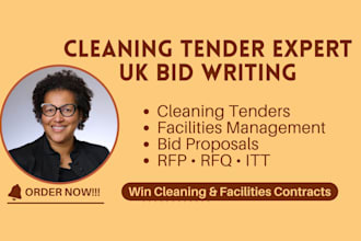 write UK cleaning tender, facilities management, bid proposal and contracts