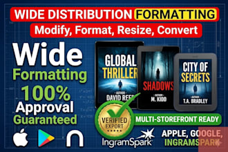 design and format book covers for apple books, google play, and smashwords