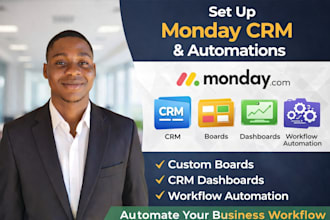 set up monday CRM boards dashboards and workflow automation
