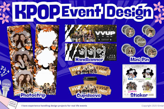 design handbanner, cupsleeve, sticker, etc for kpop event
