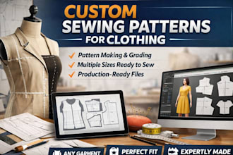 custom sewing pattern for clothing with pattern making and grading