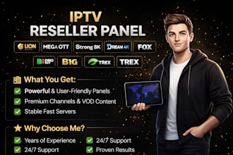 setup unlimited panel, strong 8k , lion ott, dream 4k, mega ott, trex panel