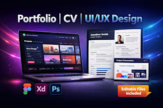 design modern portfolio, CV, UI UX in figma, adobe xd and photoshop creation