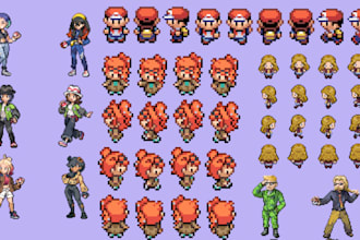 custom fakemon pokémon trainer monster pokémon style sprite sheets for your game