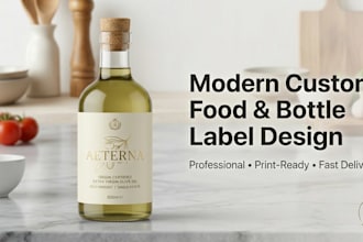 create modern custom professional food product bottle oil packaging label design