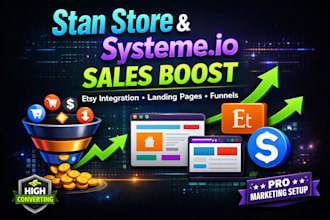 boost stan store marketing, etsy stan store sales and systeme io landing page