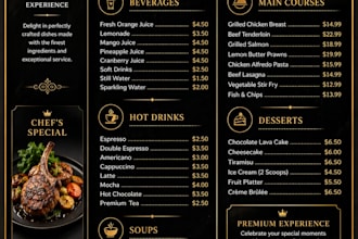 design modern restaurant menu, cafe menu, food menu in canva