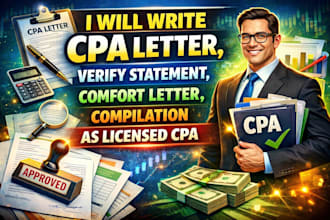 write cpa letter, verify statement, comfort letter, compilation as licensed cpa
