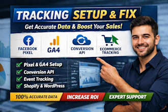 setup facebook pixel, ga4, conversion API and ecommerce tracking