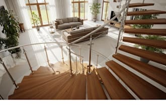 design modern 3d spiral, floating and custom staircase with realistic rendering