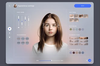 design a modern and user friendly ai avatar editor UI UX