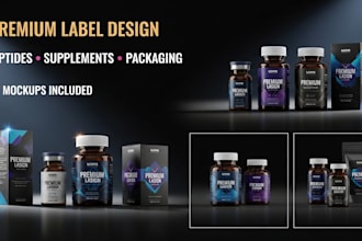 peptide label design product supplement mockup label website design