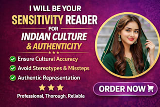 be your indian cultural consultant and sensitivity reader for your manuscript