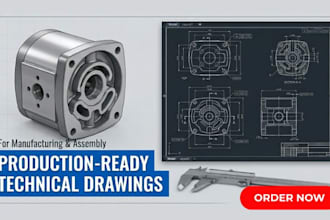 draft technical dawings for manufacturing, product design and 2d cad blueprints