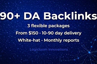 build backlinks max da 90 plus avg da 70 for SEO