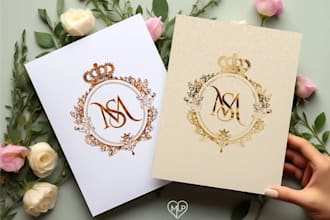 make wedding logo, wedding monogram, floral, invitation or initials design
