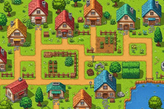 do 2d top down pixel art tileset rpg game map art character sprite sheet tilemap