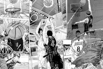draw sport manga comic, shonen action comic, webtoon storyboard comic page