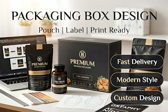 design product packaging box design, pouch and custom label design