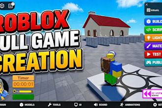develop full roblox game, full game creation, roblox map, game development