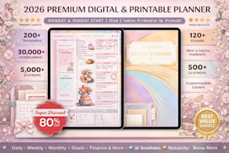 etsy digital planner etsy hyperlinked planner journal design digital product