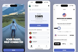 develop modern esim app, telecom app, global data app