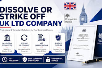 dissolve, close or strike off UK ltd company, restore uk company, deregister vat