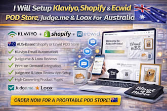setup klaviyo shopify ecwid pod store listing judge me loox product reviews app